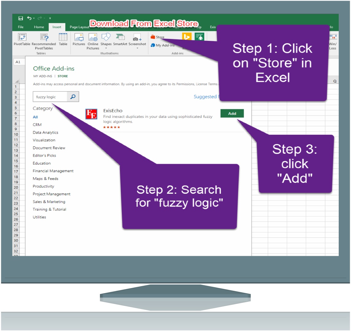 How to install ExisEcho fuzzy logic Excel App